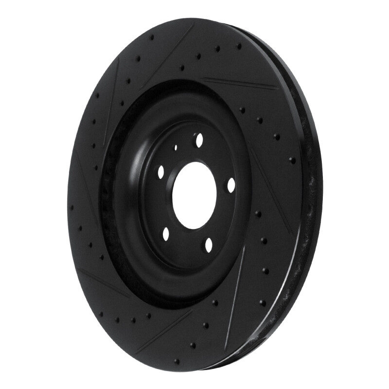 Audi Q8 e-Tron Brake Rotor (1) - Rear Right - R1 Concepts - Drilled & Slotted - Black - `17-`25